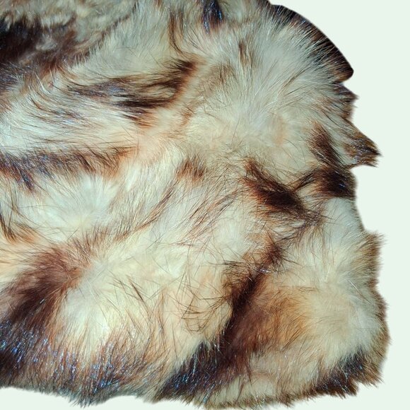 Vintage Fur Brown Beige Muff Purse Coinpurse Snap Closure Gorgeous - Picture 4 of 12
